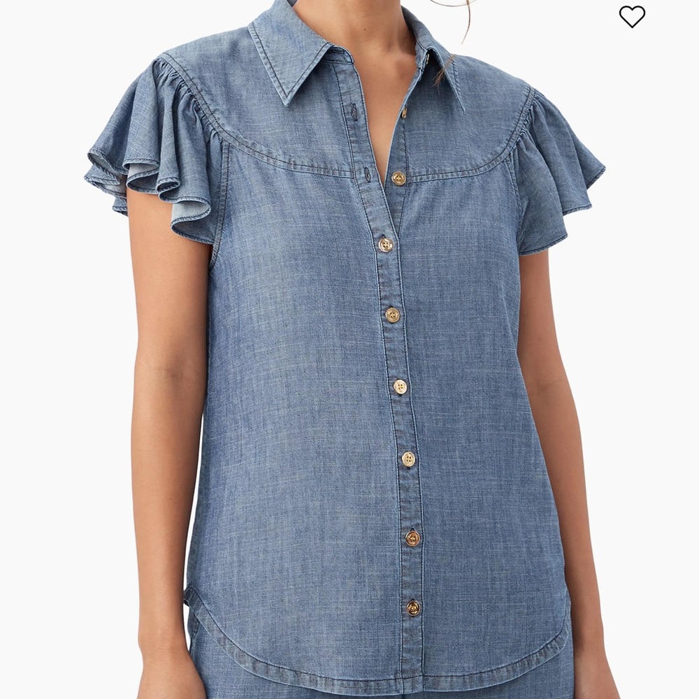 Trina Turk Bali Hai Flutter-Sleeve Top
